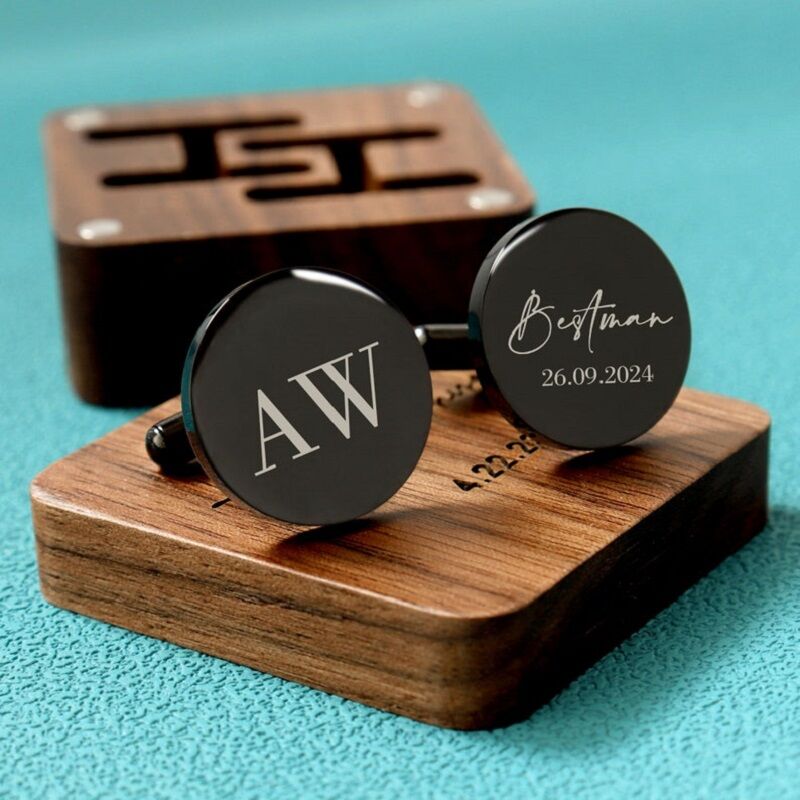 Personalisierte Manschettenknöpfe Initiale Name Zwei Buchstaben Design Perfektes Hochzeitsgeschenk für Trauzeugen