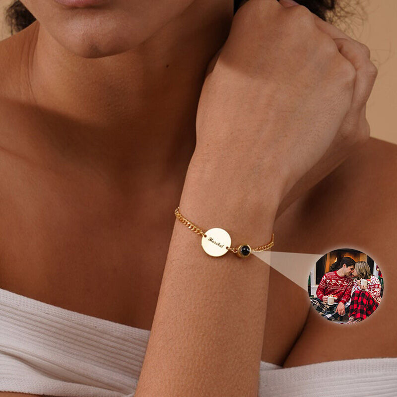 Personalized Projected Picture Bracelet With Text Simple Gift For Valentine's Day