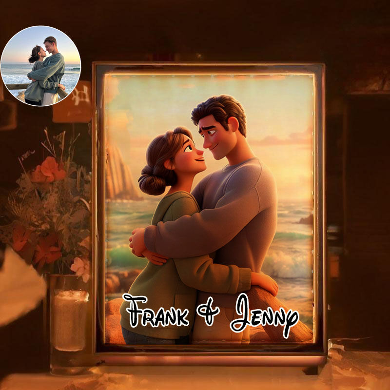 Personalized Picture Mirror Lamp with Custom Name Perfect Valentine's Day Gift