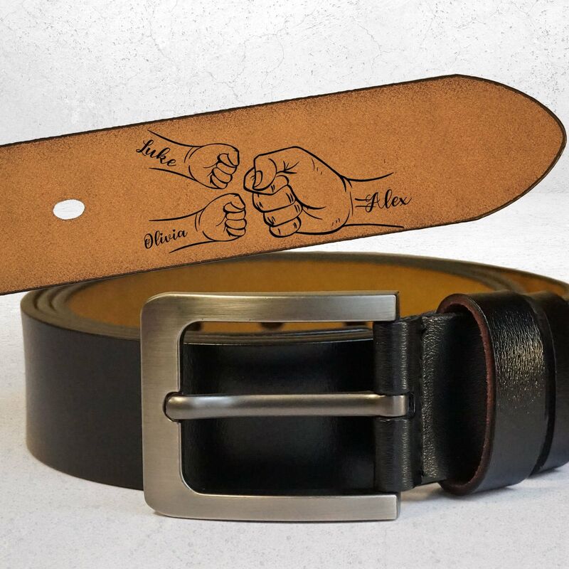 Cinturón de cuero grabado personalizado con el mensaje "Este chico es un padre increíble" Regalo para papá