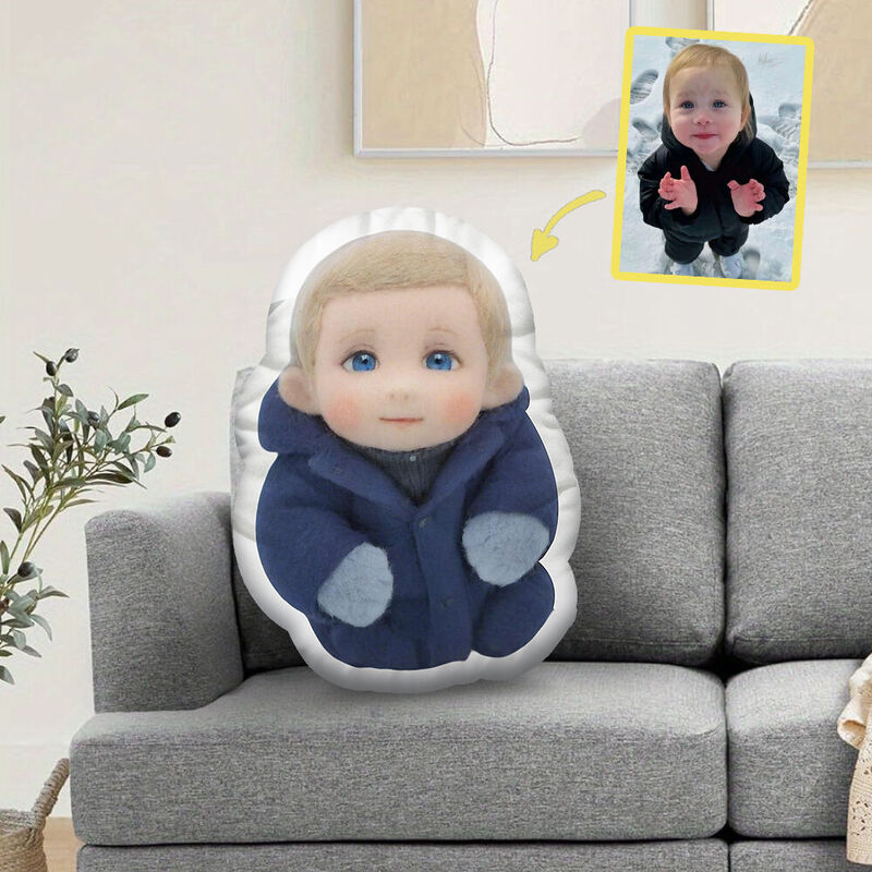 Coussin personnalisé avec portrait en laine Cadeau d'anniversaire pour bébé