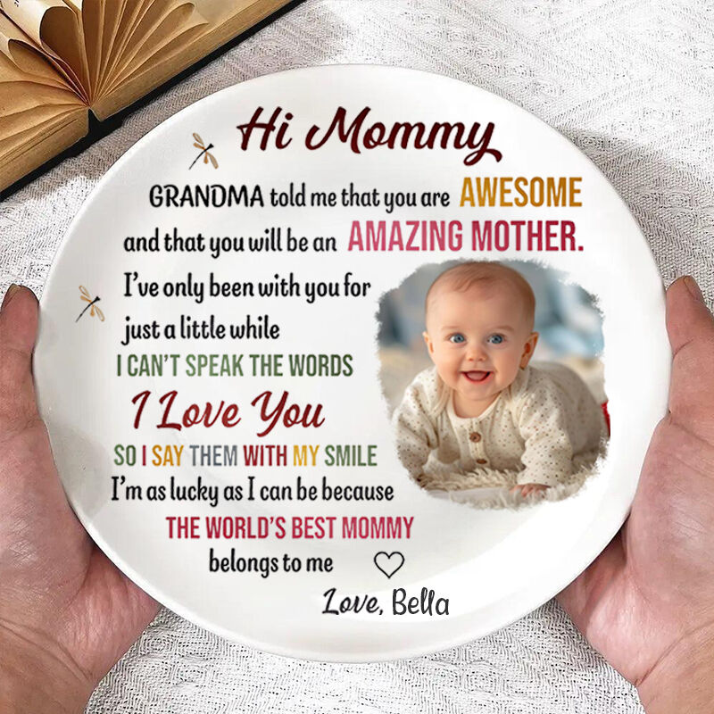 Personalized Picture Plate Unique Gift for Mom "The World's Best Mommy"
