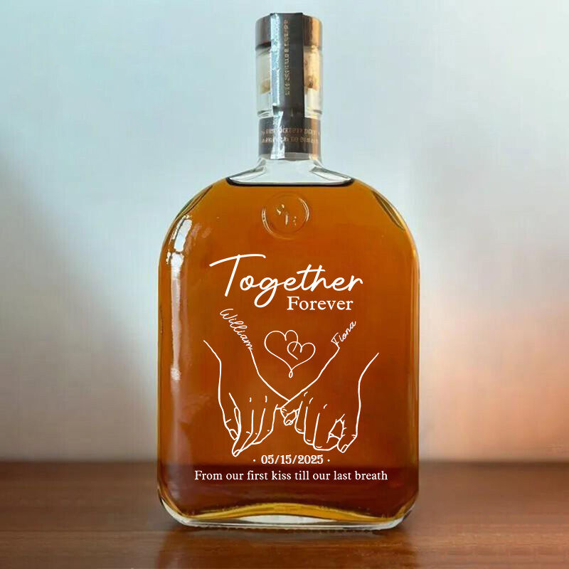Botella de whisky personalizada con nombre: el mejor regalo para San Valentín "Juntos para siempre"