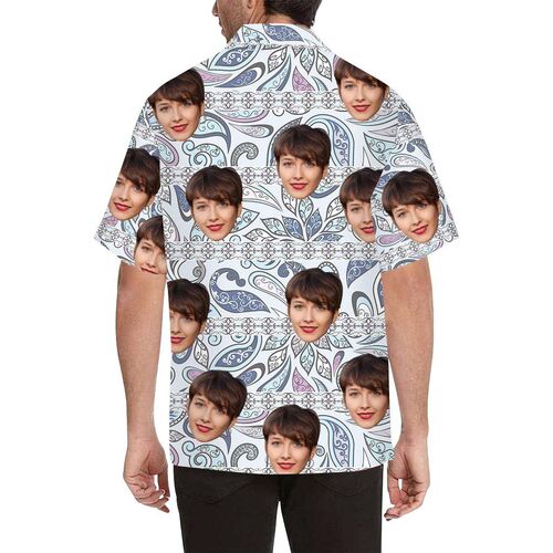 Custom Face Pattern Men's All Over Print Hawaiian Shirt