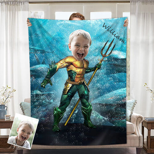 Personalized Custom Photo Blanket Anime Characters Mysterious Undersea Background Flannel Blanket