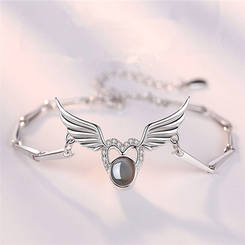 Bracelet personnalisé Ailes d'ange avec projection de photos