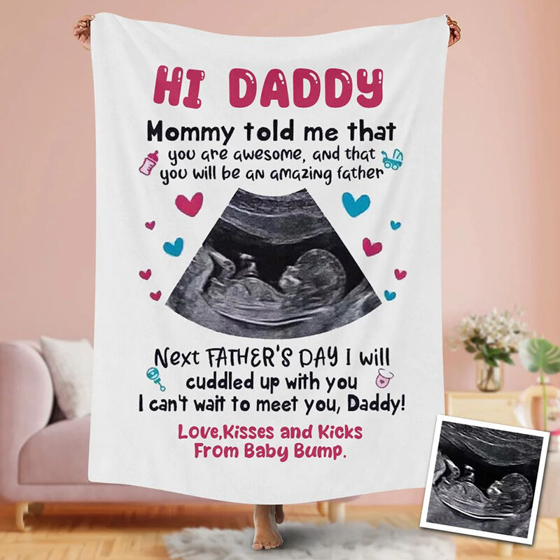 Personalized Name And Picture Blanket Warm Present for Daddy "You Are Awesome"