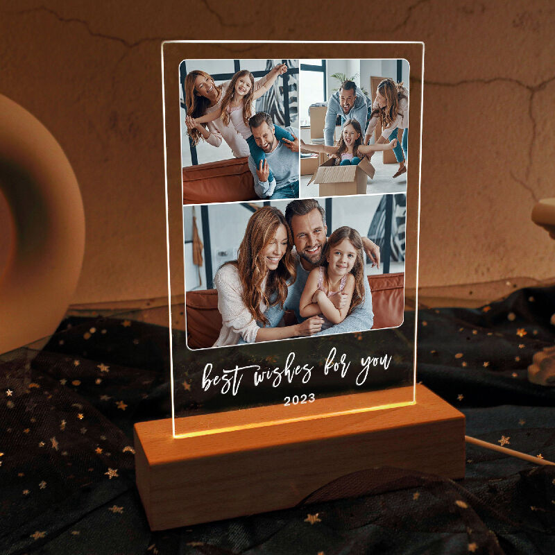 Personalized Picture And Engraving Lamp Simple Present for Family