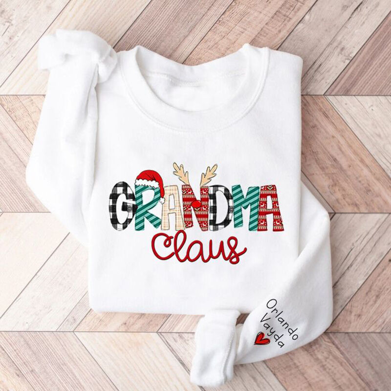 Personalized Sweatshirt Grandma Claus Design with Custom Names Christmas Gift for Nana