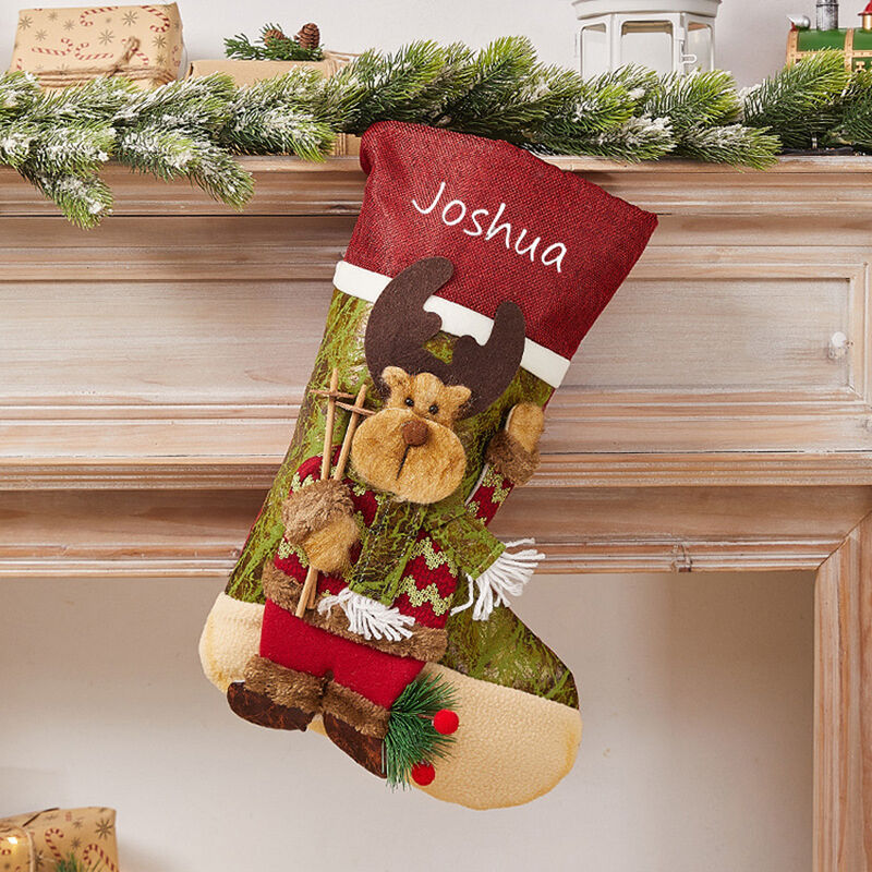 Calcetines de Navidad con diseño de ciervo bebé y muñeco de nieve de navideños para familia