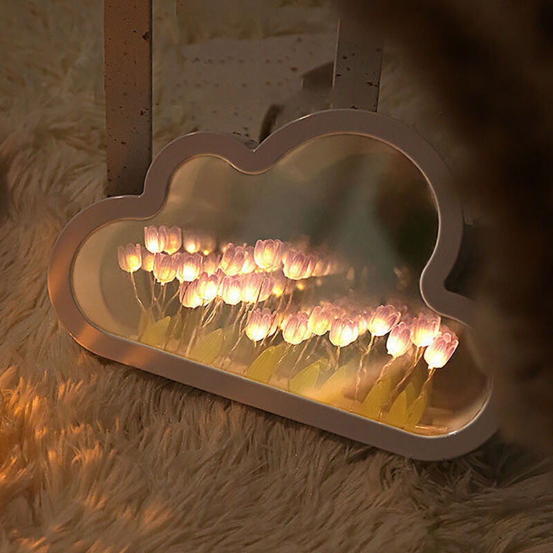 Beautiful Cloud Tulip Mirror Lamp Romantic Valentine's Day Gift