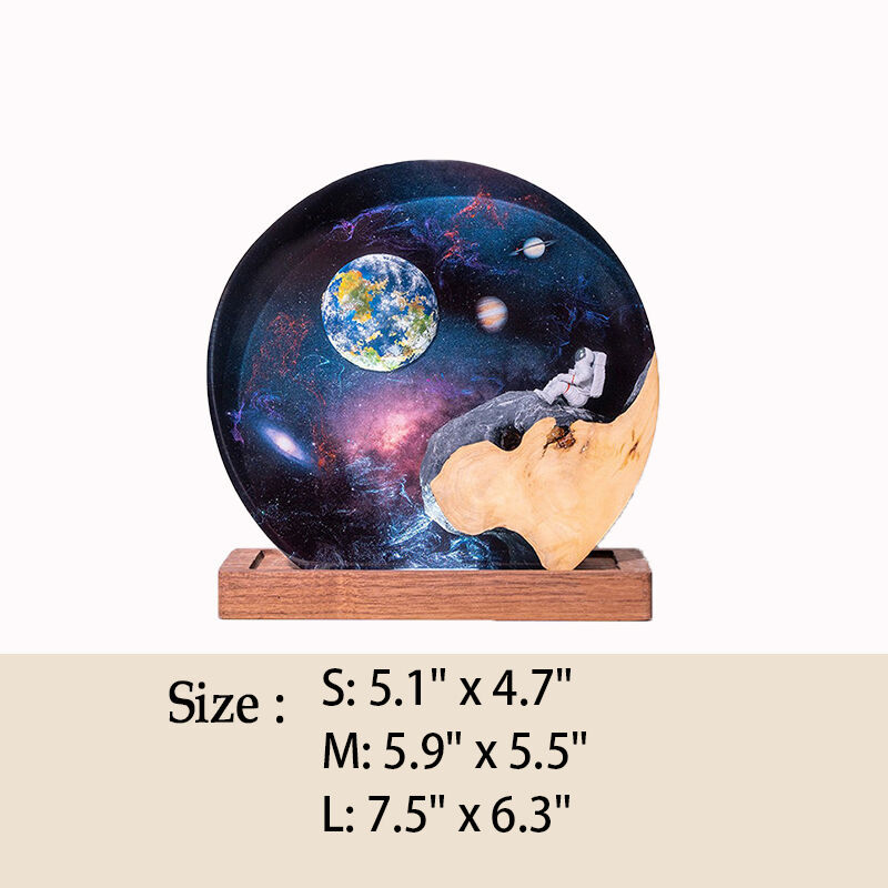 Astronaut And Interstellar Resin Wood Lamp Perfect Gift for Friend