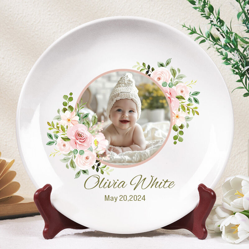 Personalized Picture Plate with Custom Name Beautiful Gift for Birthday