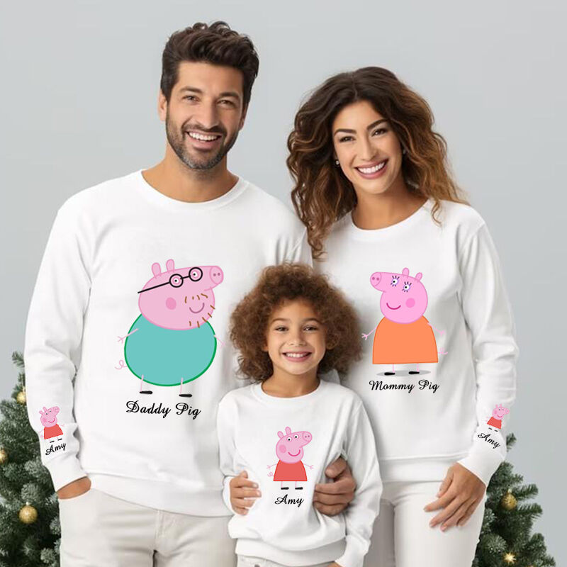 Personalized Parent-Child Clothing Customized Cute Pig Icon Gift for the Family