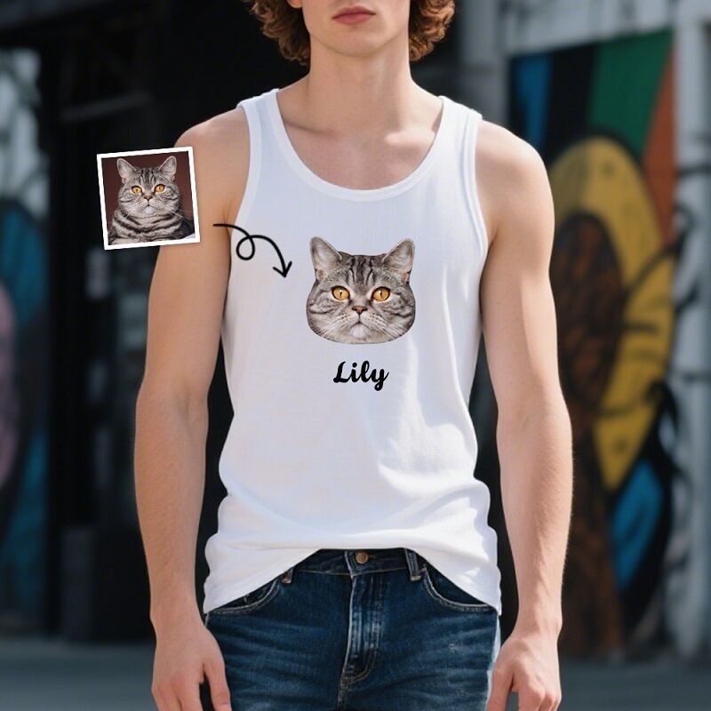 Personalized Tank Top Custom Pet Head Photo Design Adorable Gift for Pet Lovers