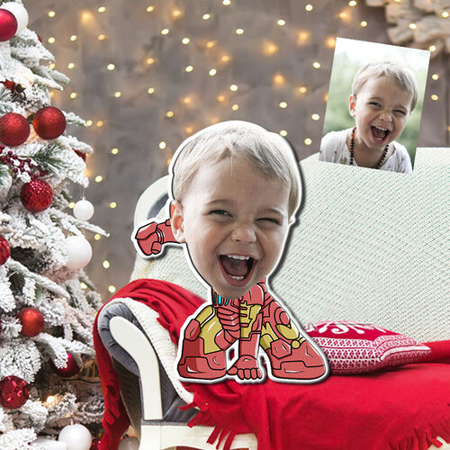 Custom Face Pillow Cute Boy in Armor Minime 3D Portrait Personalized Photo Pillow Funny Gift