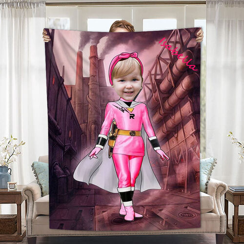 Personalized Custom Photo Blanket Factory Background Pink Costume Girls Flannel Blanket