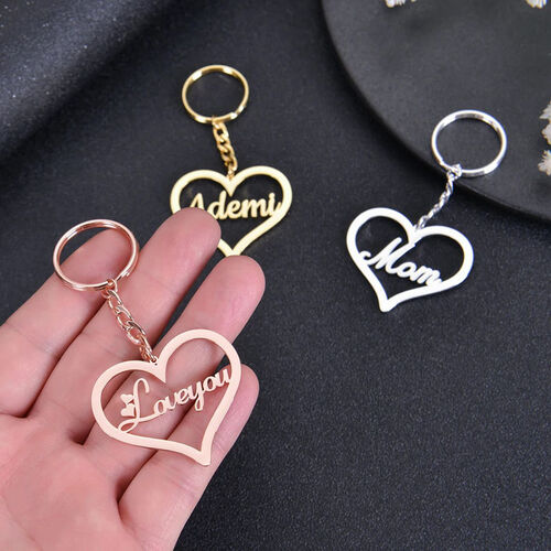 Personalized Heart Name Keychain for Her