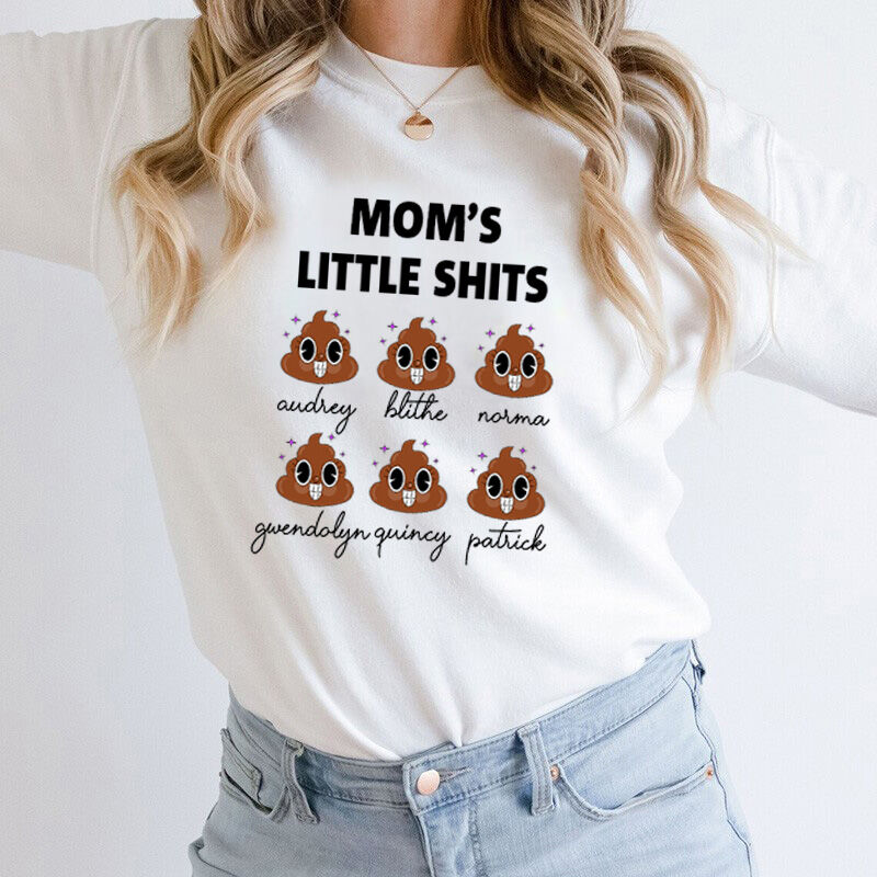 Felpa personalizzata Mom's Little Shits con nome personalizzato per la festa della mamma