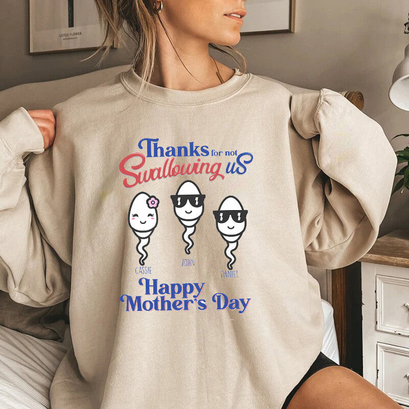 Personalized Sweatshirt with Custom Name and Cute Pattern for Mother's Day Gift