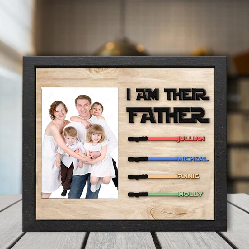 Personalized Name Puzzle Picture Frame with Custom Name Lightsaber Great Gift for Dad