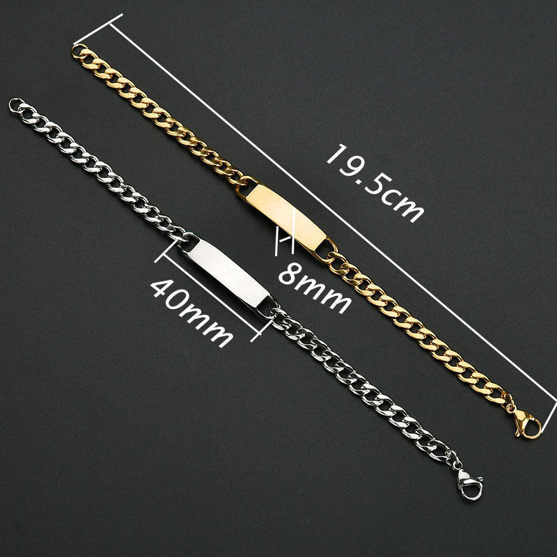 Personalized Stainless Steel Chain Men's Bracelet Custom Text for Father's Day