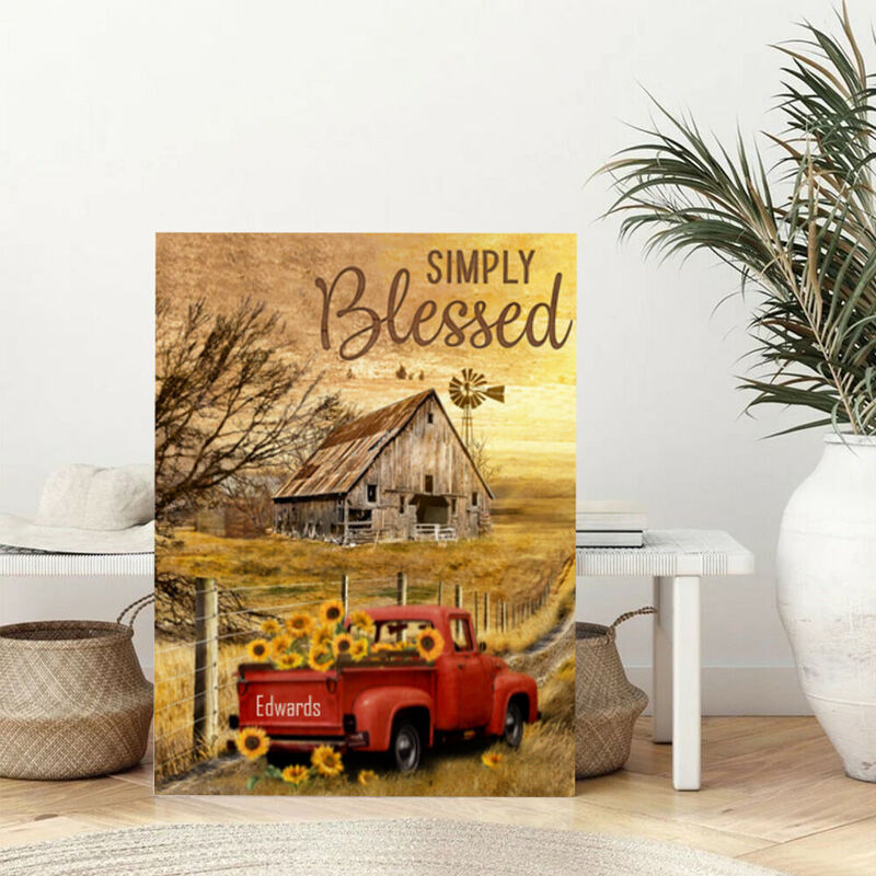 Personalized Name Canvas Wall Art with Truck Pattern Cool Gift for Dad