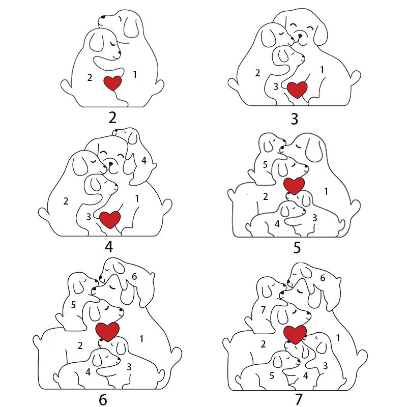 Personalized Dog Family Wooden Puzzle Warm Gift For The Family