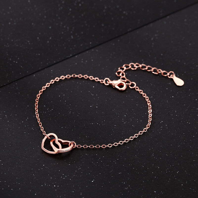 Gepersonaliseerde dubbele hartvormige gegraveerde armband Mooi cadeau voor je geliefde