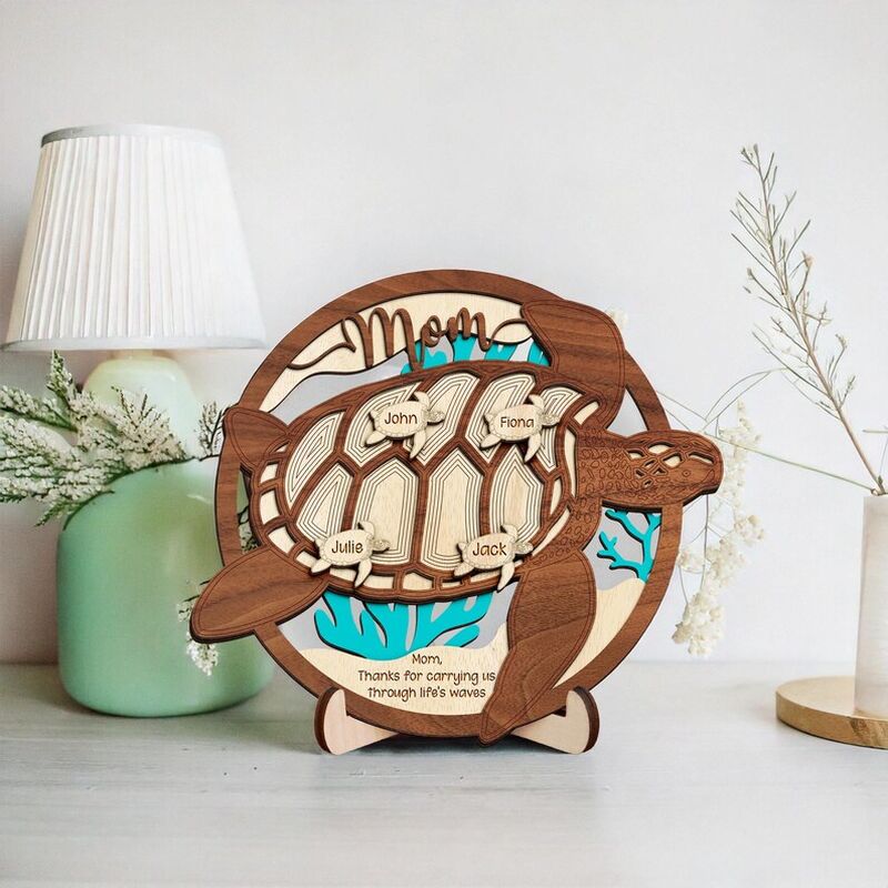 Personalized Turtle Name Photo Frame Home Decor for Mother's Day