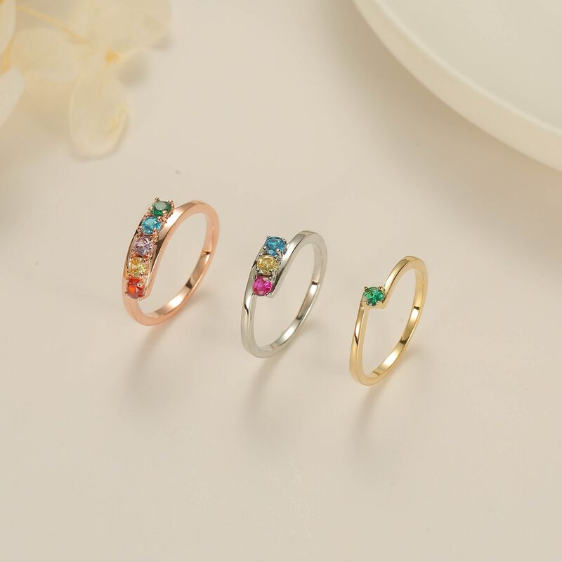 Bague personnalisée avec pierre de naissance Cadeau d'anniversaire exquis