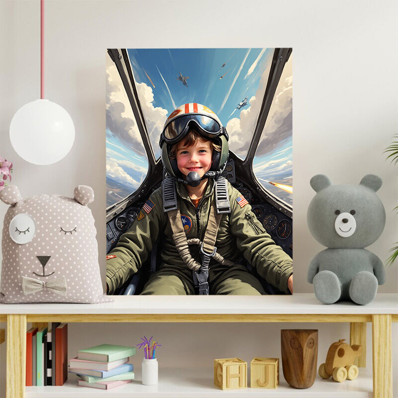 Personalized Pilot Portraits with Custom Face Swap Cool Present for Children
