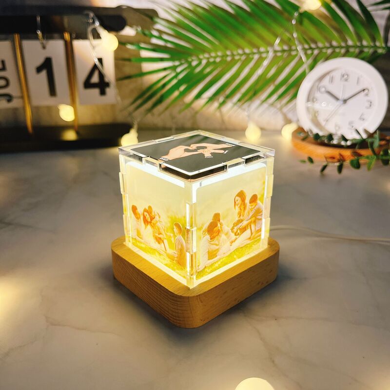 Personalisierte Foto-Acryl Magic Cube Light mit individuellem Namen Bestes Geschenk für Vater