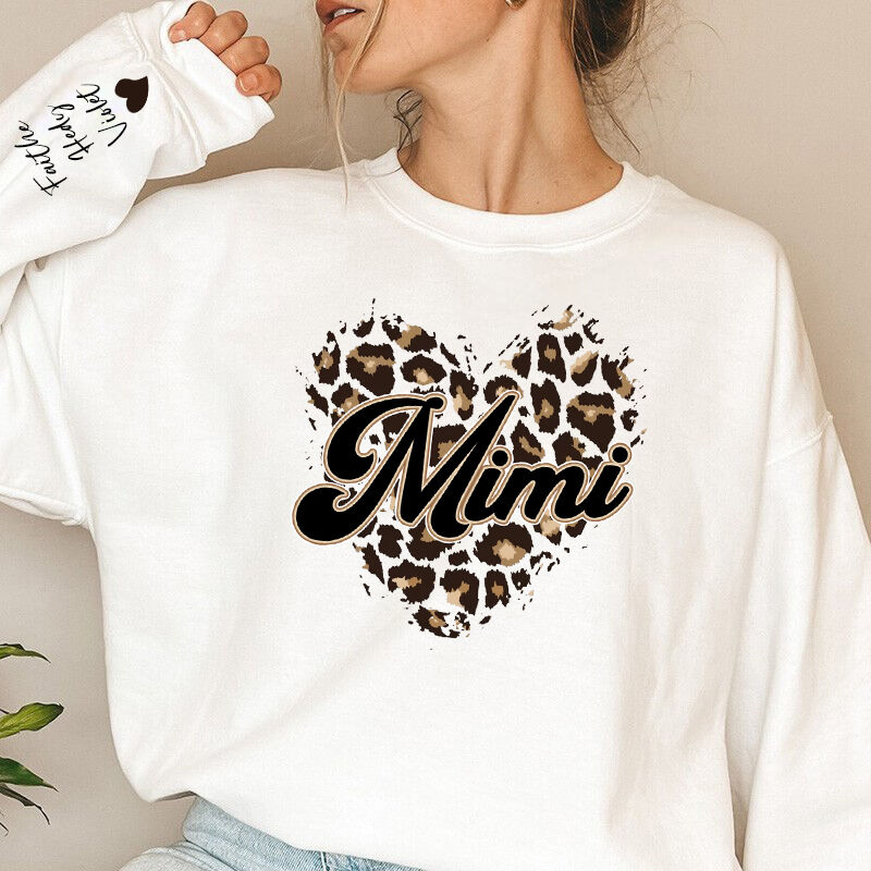 Personalized Sweatshirt Custom Nickname Leopard Heart Custom Names Design Cool Gift for Mother's Day