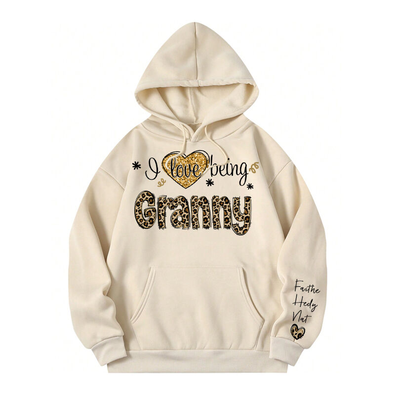 Personalized Hoodie I Love Being Mom Leopard Glitter Design Attractive Mother's Day Gift
