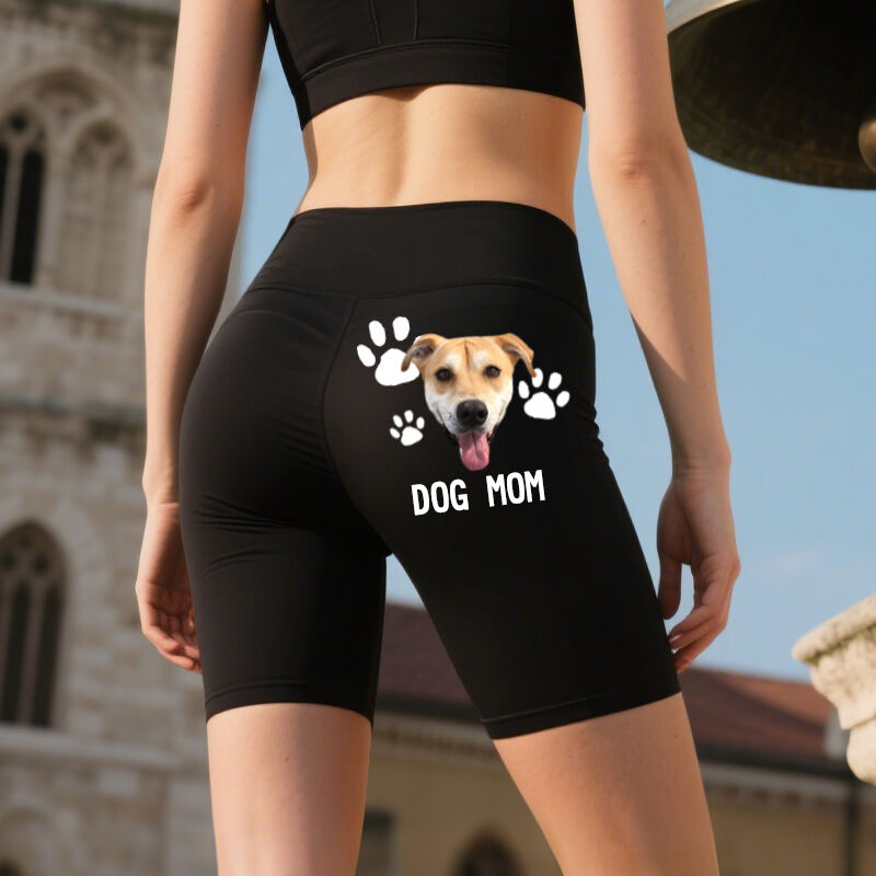 Personalized Biker Biker Leggings Custom Pet Head Photo Paw Prints Design Perfect Gift for Her Pet Lovers