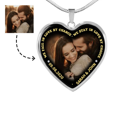 Personalized We Fall Love By Chance Memorial Photo Necklace