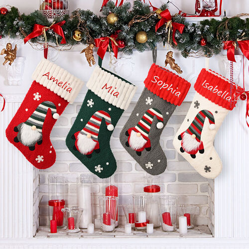 Personalized Dwarf Snowflake Knitted Custom Name Christmas Stockings