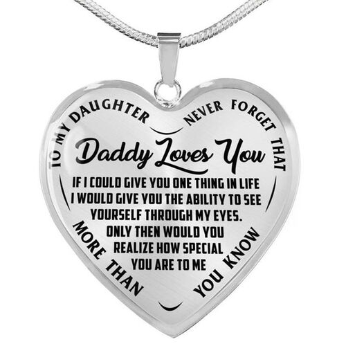 To Daughter" Dad Loves You More Than You Know" Heart Necklace