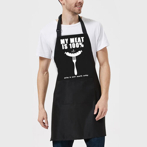 Simple Apron Creative Gift for Father "My Meat is 100%"