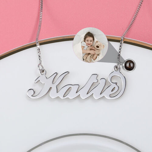 Personalized Signature Style Name And Picture Necklace for Special Person