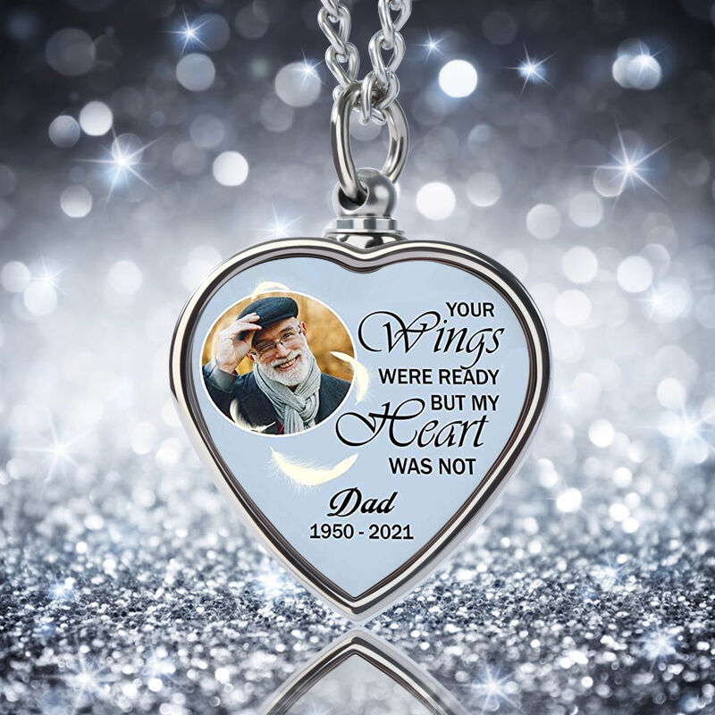 Your Wings Are Ready But My Heart Was Not Custom Picture Urn Necklace Style A