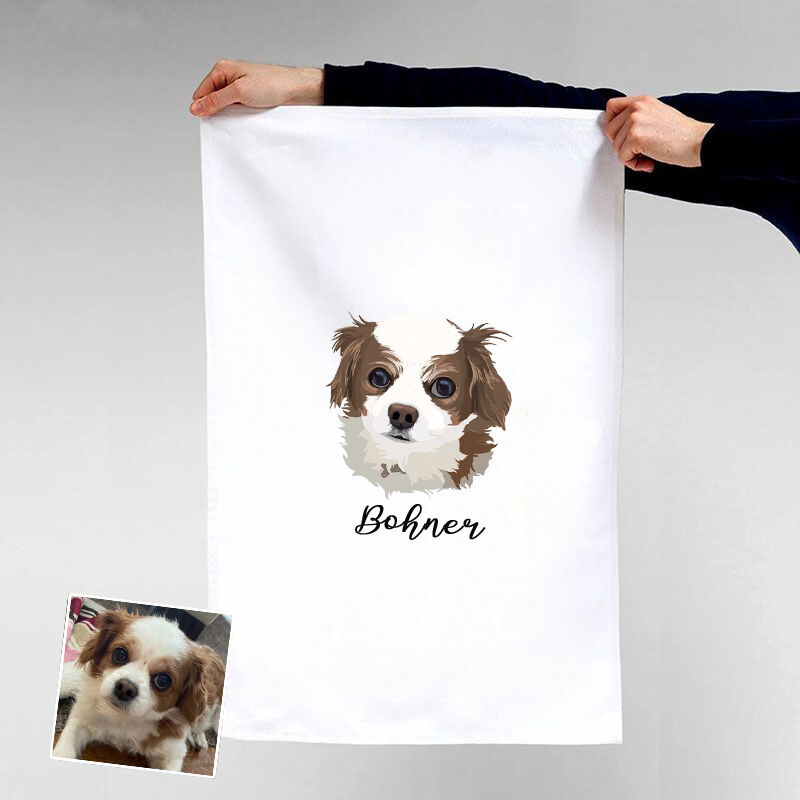 Personalized Towel with Custom Name Watercolor Style Picture Design for Birthday Gift