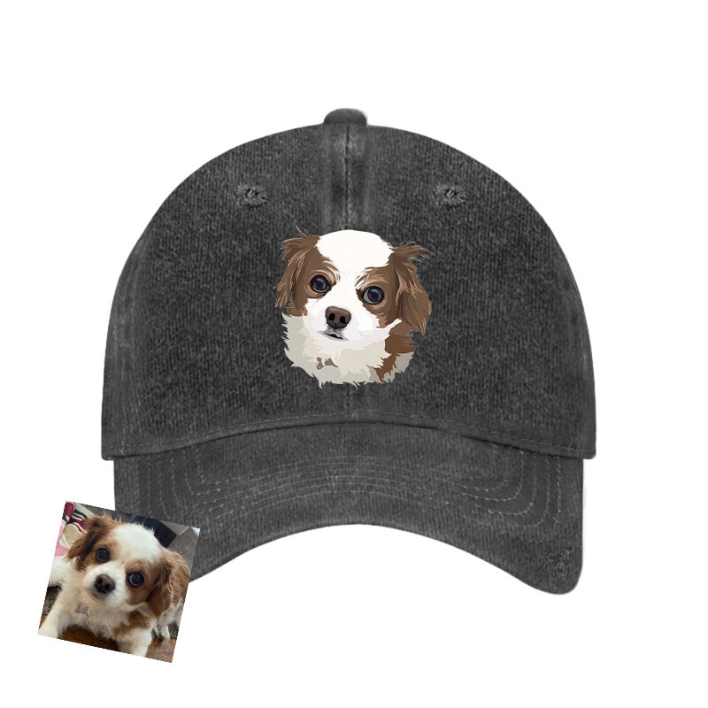 Personalized Hat with Custom Watercolor Pet Head Portrait Picture for Pet Lover