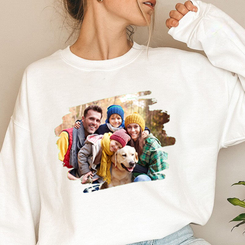 Personalized Sweatshirt Custom Picture with Irregular Contour Artistic Design for Mom