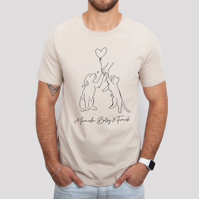 Personalized T-shirt Hold Your Puppy and Kitten's Paws Pattern Great Gift for Pet Lovers