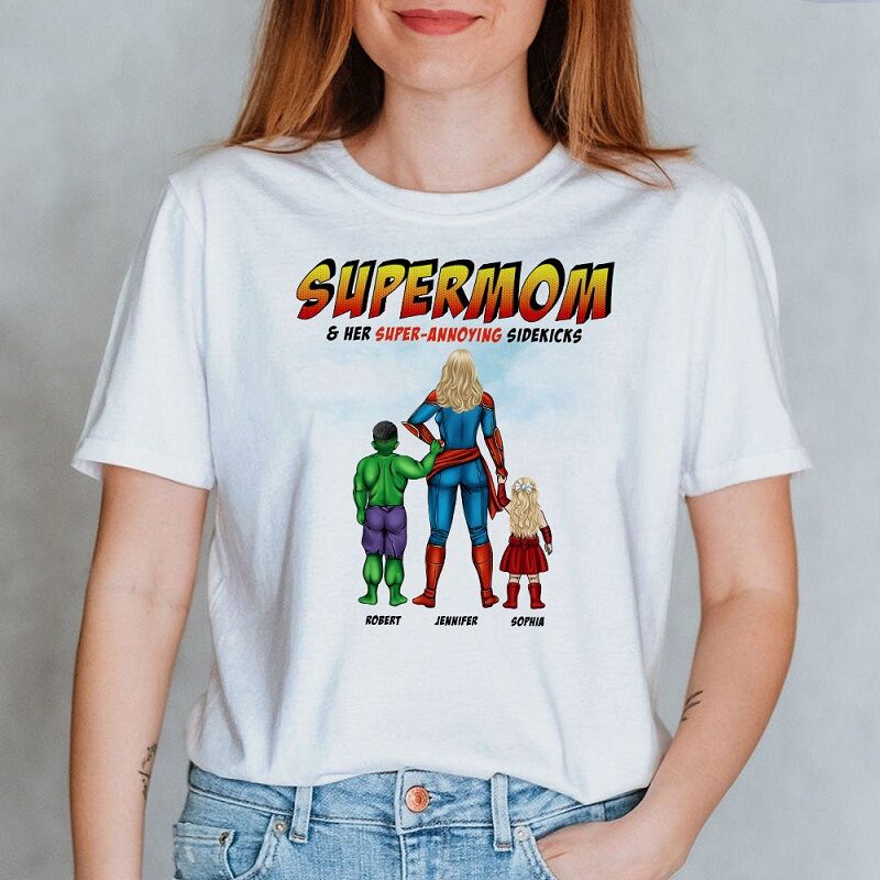 T-shirt personalizzata Supermamma e i suoi super fastidiosi aiutanti Regalo creativo per la festa della mamma