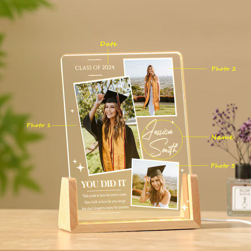 Personalized Picture Night Light Book Shaped Best Gift for Graduation