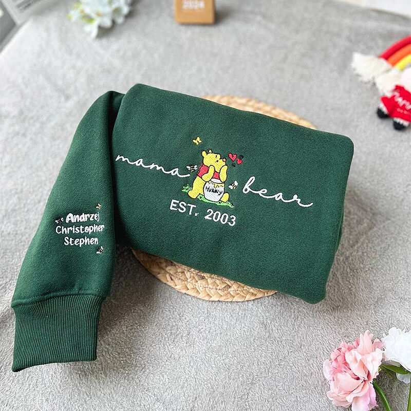Personalisiertes Sweatshirt bestickt Mama Bär mit benutzerdefinierten Namen niedlichen Design warme Muttertag Geschenk