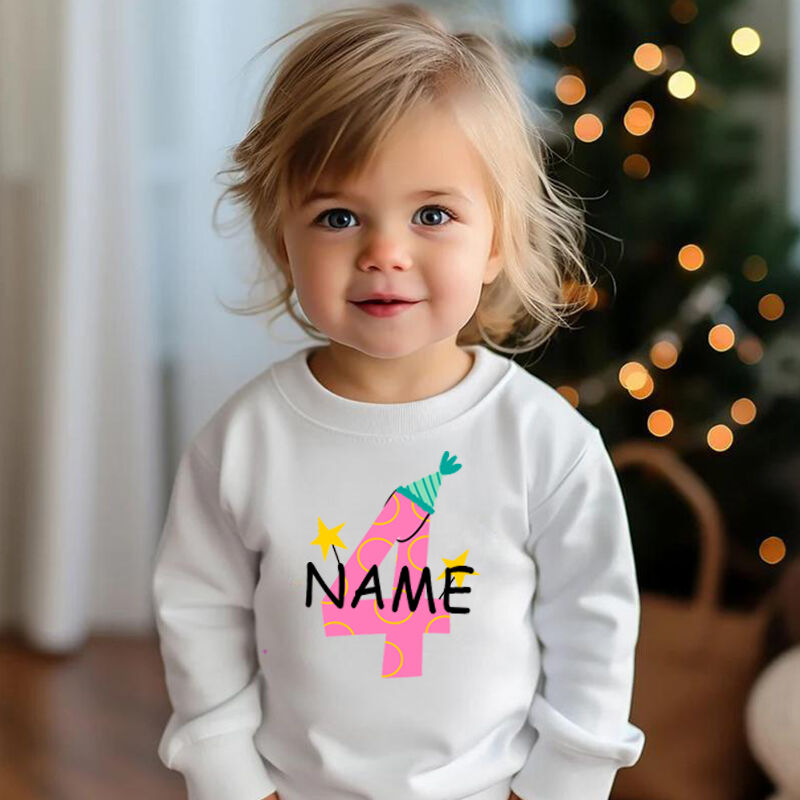 Personalized Kids Sweatshirt Custom Name And Age Birthday Gift For Girls